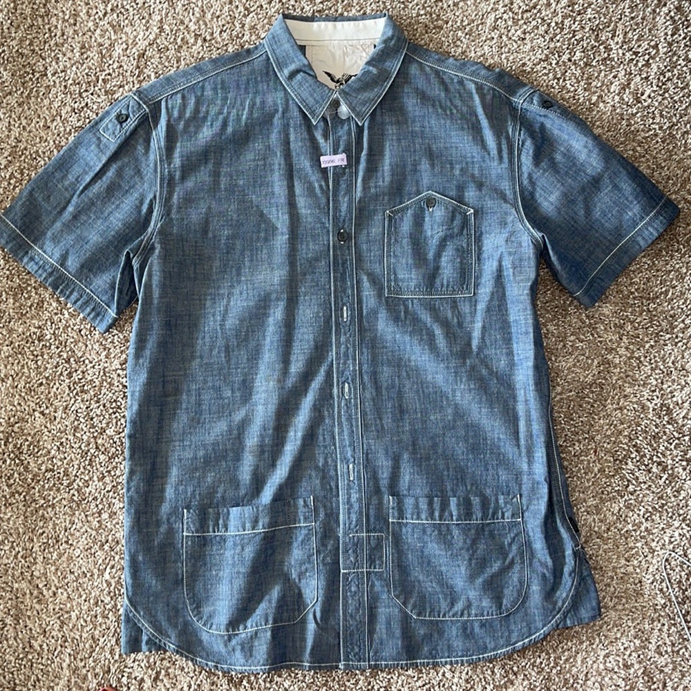 FCUK denim blue short sleeve shirt, great condition!